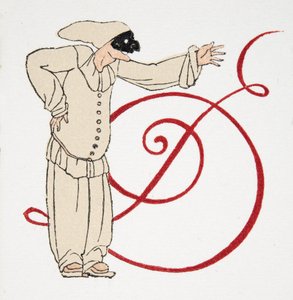 Buchstabe D, aus Personages de Comedie, veröffentlicht 1922 von Francois Louis Schmied