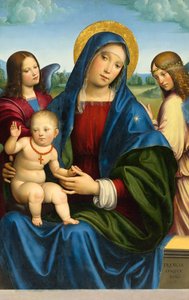 Madonna mit Kind und zwei Engeln, ca. 1495-1500 von Francois Louis Thomas Francia