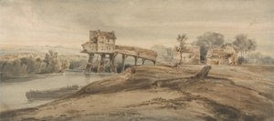 Die Wassermühle über der Brücke bei Charenton, nach einem Gemälde von Thomas Girtin von Francois Louis Thomas Francia