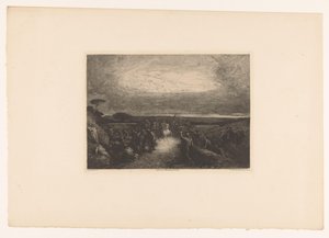 Landschaft mit Reiter in einer Menschenmenge von Francois Nicolas Chifflart