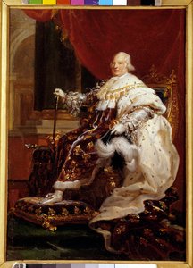 Ganzkörperporträt von Louis XVIII (1755-1824) in Krönungsgewändern