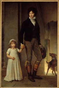 Ganzkörperporträt des Malers Jean Baptiste Isabey und seiner Tochter. Gemälde von Francois Gerard