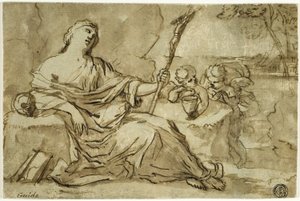Magdalena in der Wildnis mit zwei Putti