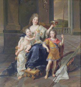 Herzogin de la Ferte mit dem Herzog der Bretagne und dem Herzog von Anjou (Louis XV), ca. 1712