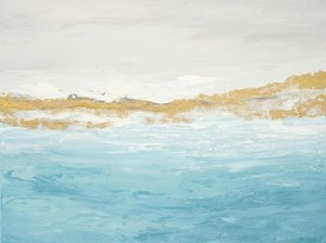 Abstrakte Blau-Gold-Meereslandschaft von Françoise Wattré