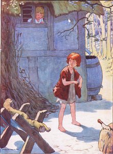 Hänsel füllte seine Tasche mit Steinen, aus Hänsel und Gretel, veröffentlicht von Blackie & Son Limited, ca. 1940