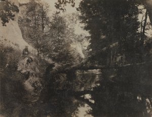 Landschaft mit sitzender Figur am Ufer eines Baches, ca. 1856 von Frank Chauvassaignes