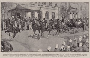 Die Ankunft des neuen Vizekönigs in Kalkutta, die Prozession passiert das Alte Gerichtsgebäude von Frank Craig