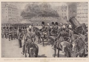 Feier zum Geburtstag der Königin in London, Trooping the Colour bei den Horse Guards, der Vorbeimarsch von Frank Dadd