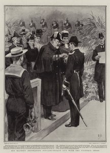 Seine Majestät dekoriert Unterleutnant Guy mit dem Victoria-Kreuz von Frank Dadd