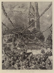 Der Besuch der Königin in Kensington, die Prozession in der High Street von Frank Dadd