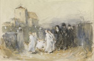 Studie für Ihr Erstgeborenes, Horsham Kirchhof (Beerdigung des Erstgeborenen), 1874 von Frank Holl