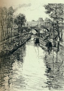 Lastkähne auf der Seine, 1915 von Frank Milton Armington