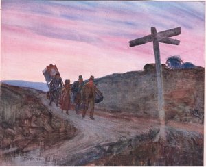 Short führte den Weg; mit flachem Kasten, das private Gepäck (das nicht umfangreich war) in einem Bündel, ca. 1920 von Frank Reynolds