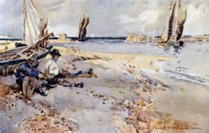 Hafen von Southwold (Farblitho)
