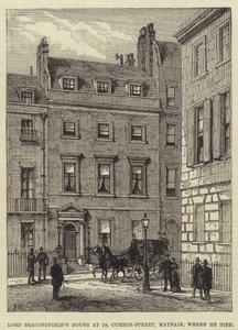 Lord Beaconsfields Haus in der Curzon-Straße 19, Mayfair, wo er starb von Frank Watkins