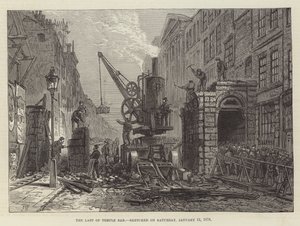 Das Ende von Temple Bar, skizziert am Samstag, 12. Januar 1878 von Frank Watkins