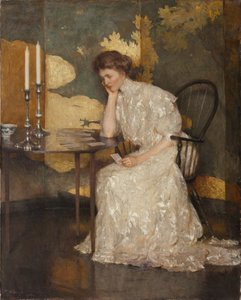 Mädchen spielt mit Solitaire von Frank Weston Benson