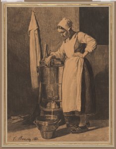 Diener, der Wasser aus dem Brunnen schöpft