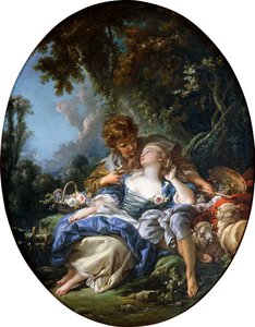Ein Schäfer und eine Schäferin in einem Waldlandschaft, 1761