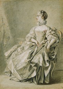 Eine junge Frau, im Profil nach links sitzend von François Boucher