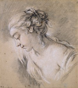 Büste eines Mädchens im Profil nach links, Mitte des 18. Jahrhunderts von François Boucher