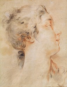 Kopf einer Frau nach rechts gedreht von François Boucher