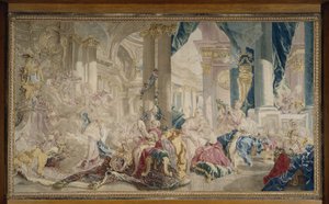 Psyché von Zephyr in den Palast der Liebe geführt und Psyché zeigt ihren Schwestern ihren Reichtum, nach 1741