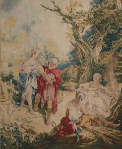 Wandteppich zeigt Psyche und den Korbmacher