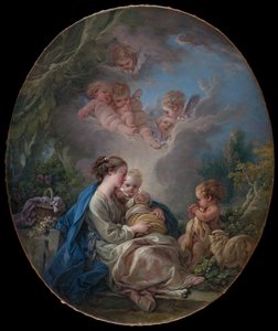 Jungfrau und Kind mit dem jungen Johannes dem Täufer und Engeln, 1765 von François Boucher