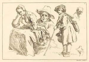 Figurenstudien einschließlich stehender Junge mit einem Krug von François Boucher after Abraham Bloemaert