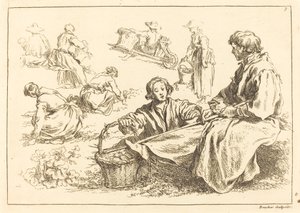 Figurenstudien einschließlich zwei sitzender Bauern