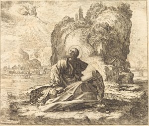 Heiliger Johannes auf der Insel Patmos von François Collignon after Jacques Callot