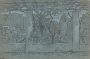 Eine Terrasse und ein Garten auf Capri [recto] von François Edouard Bertin