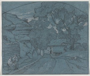 Landschaft mit zwei Mönchen