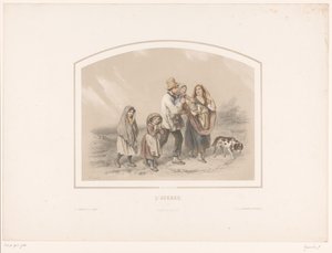 Familie mit Hund in einem Regenschauer von François Grenier