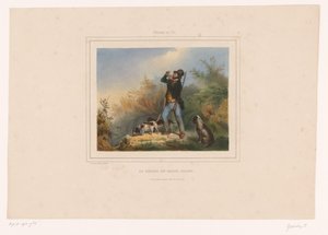 Jagdaufseher mit drei Jagdhunden von François Grenier