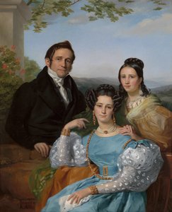 Porträt von Théodore Joseph Jonet und seinen zwei Töchtern, 1832