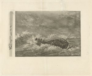 Stürmische See mit sinkendem Schiff von François Joseph Pfeiffer (II)