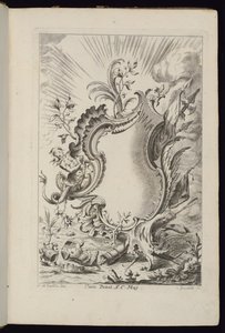 Kartusche mit Drache, Livre de Cartouches à divers usages (Buch der Kartuschen für verschiedene Verwendungen) von François de Cuvilliés the Elder