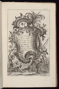 Kartusche mit Palme, Livre de Cartouches Irréguliers (Buch der unregelmäßigen Kartuschen) von François de Cuvilliés the Elder