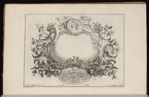 Kartusche mit Weinblättern und Trauben, Buch der regelmäßigen Kartuschen von François de Cuvilliés the Elder