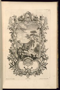 Entwurf für eine Kartusche mit großen und kleinen Fächern von François de Cuvilliés the Elder