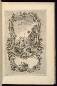 Design für Kartusche mit großen und kleinen Fächern von François de Cuvilliés the Elder