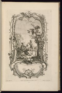 Entwurf für eine Kartusche mit großen und kleinen Fächern von François de Cuvilliés the Elder
