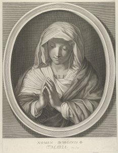 Die Jungfrau im Gebet, nach unten blickend, in einem ovalen Rahmen, nach Reni, 1640-93 von François de Poilly