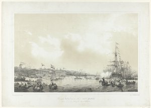 Der erste Wettbewerb des Königlichen Niederländischen Yachtclubs, abgehalten am 10. Juni 1846 auf der Maas in Rotterdam