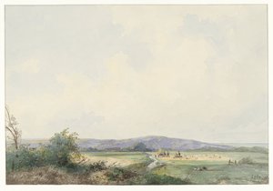 Landschaft mit Wiesen, bei den Dünen von Frans Arnold Breuhaus de Groot