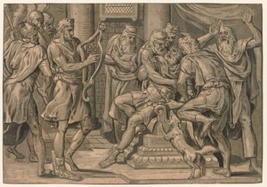 David spielt die Harfe vor Saul, 1555 von Frans Floris