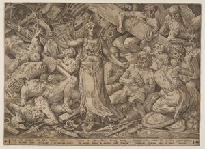 Victoria umgeben von Gefangenen und Kriegstrophäen von Frans Floris I